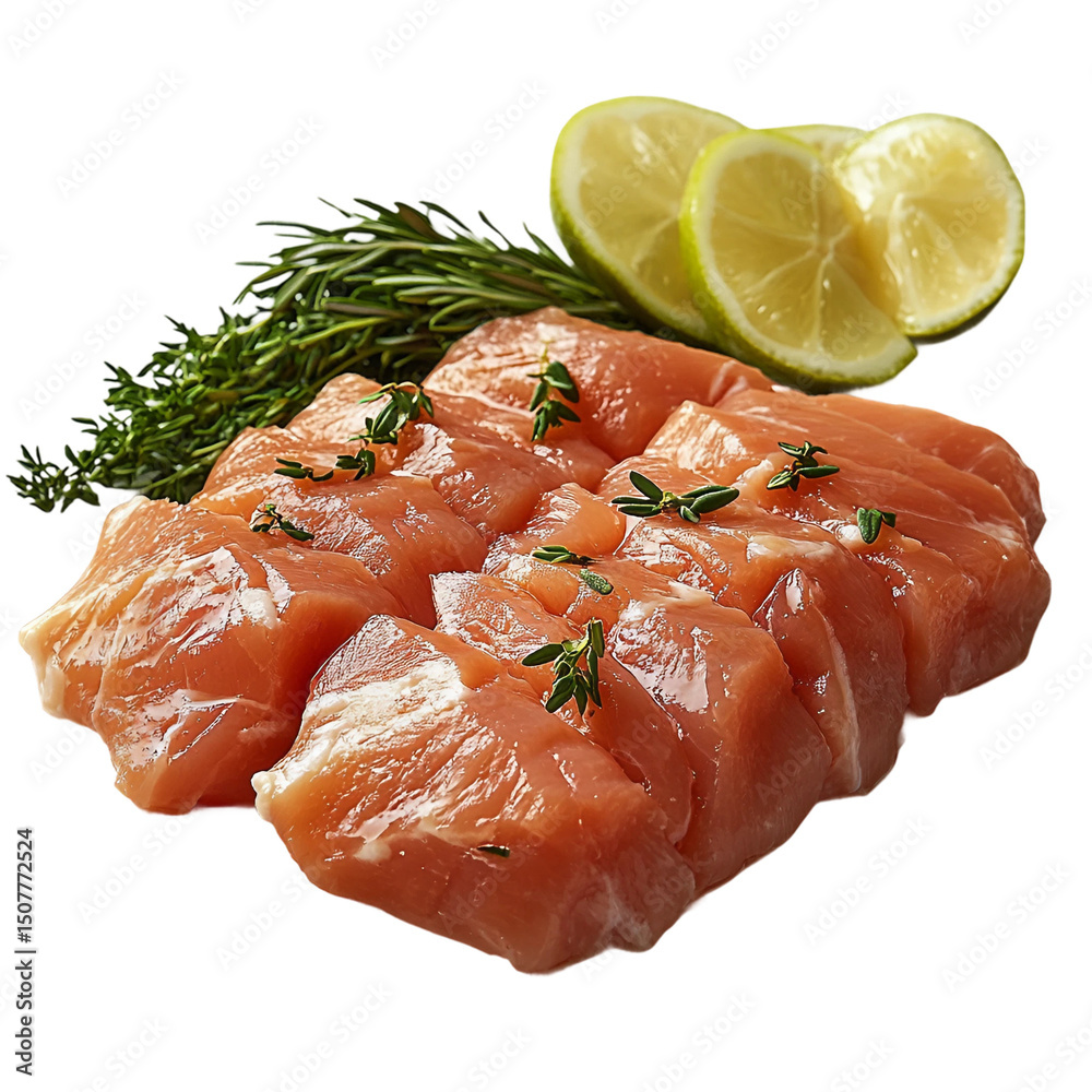 Organic chicken breast, white and transparent background. Organic chicken breast, white and transparent background.