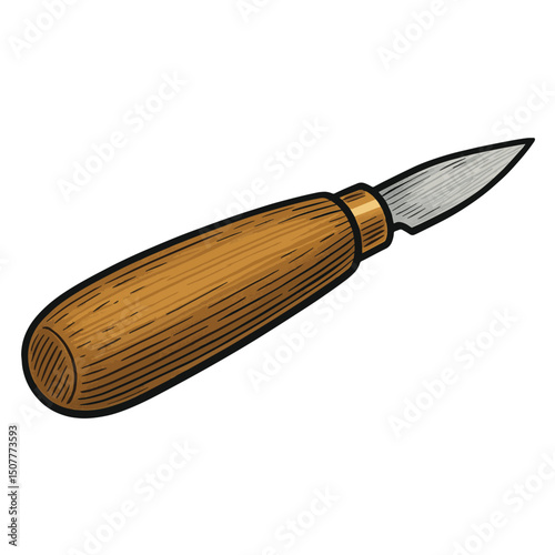 Bench Knife Vector – Woodworking Layout Knife with Wooden Handle