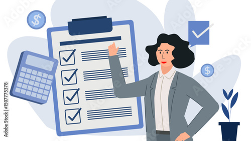 Flat business character illustration set. Professional people with charts, analytics, and report elements. Ideal for presentations, marketing, financial, and corporate UI design.