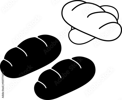 silhouette, liner loaf of bread, vector illustration of bread