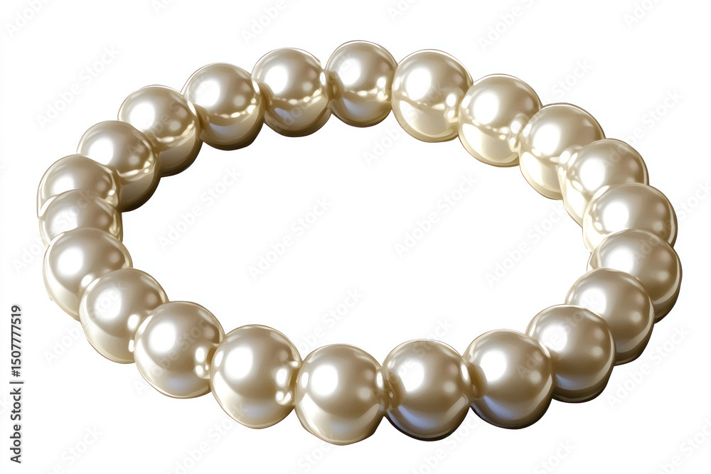 Obraz premium White Pearl Necklace Luxury Jewelry Accessory on White Background