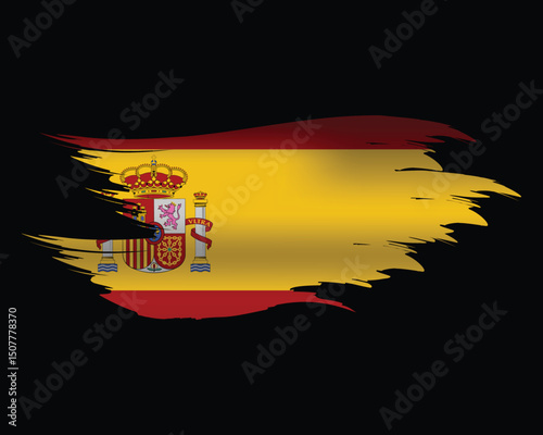 Abstract brush art spain flag design vector