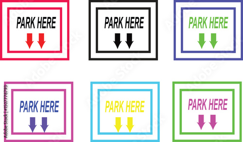  Color coded parking sign icons with pricing display for smart city, urban design, or app ui