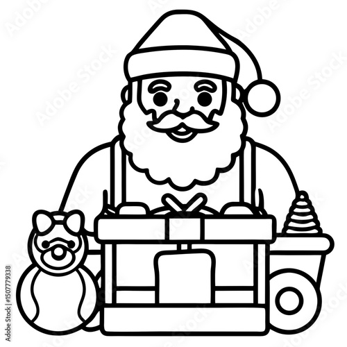 Simple Santa in Toy Workshop – Vector on White