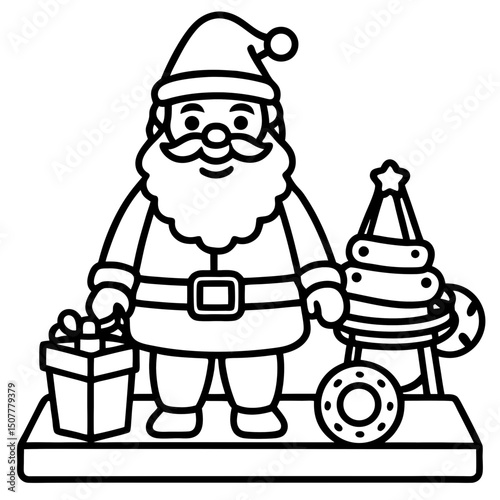 Simple Santa in Toy Workshop – Vector on White