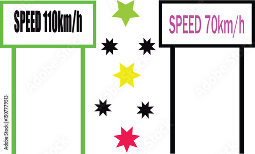  Minimalist speed limit signage with clean layout for road map ui and traffic infographic use.