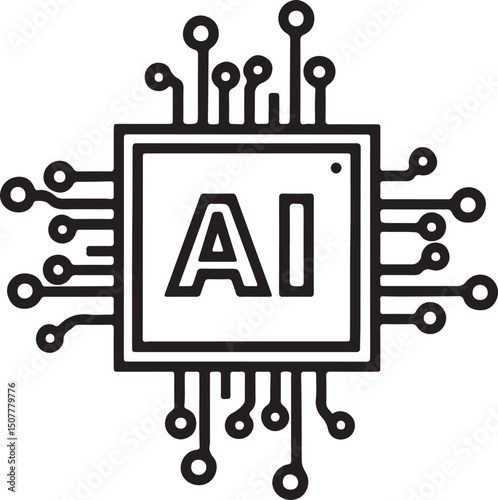 AI chip semiconductor, technology innovation in artificial intelligence vector 