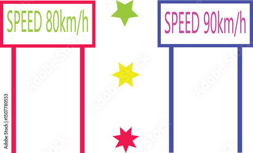  Speed limit signs in bright colors with decorative stars for city traffic control vector toolkit.