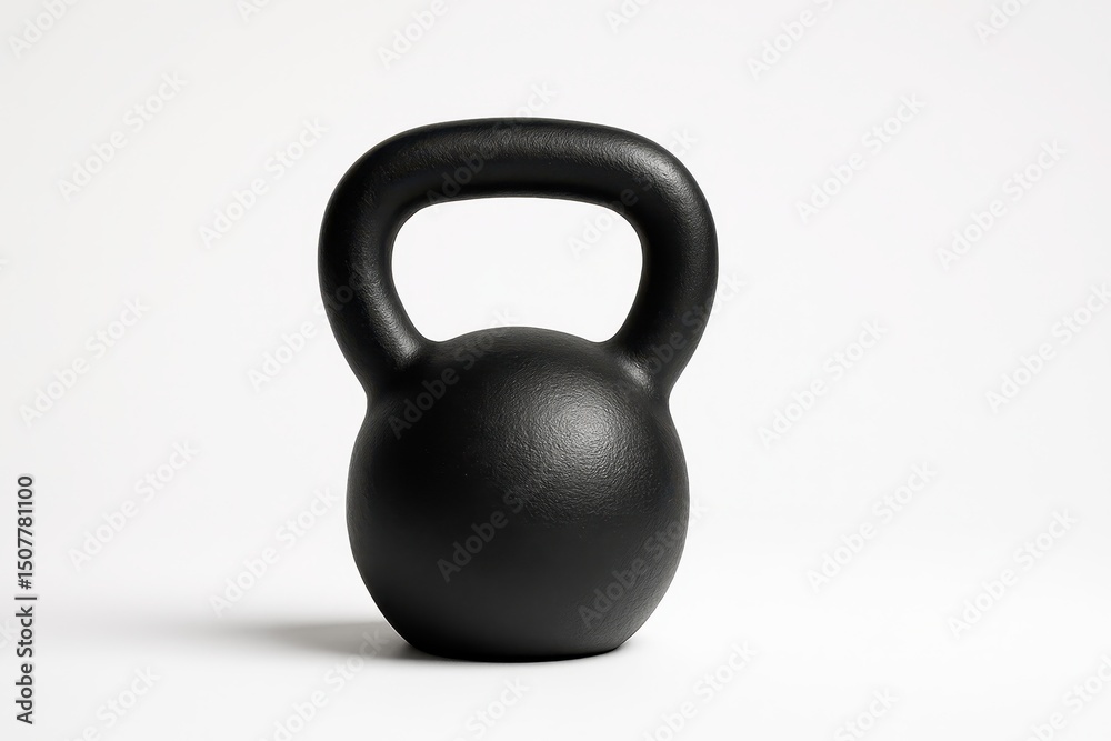 Fototapeta premium Black kettlebell isolated on a clean white background, fitness and workout equipment