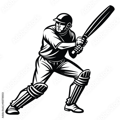 cricket player batsman batting vector
