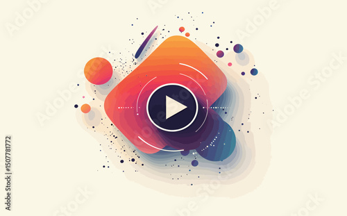 Colorful abstract design featuring a play button, ideal for digital media concepts.
