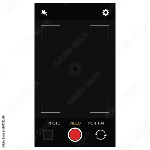 Phone camera viewfinder frame video or photo focus screen vertical template design