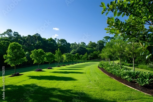 Windbreak of native trees protecting vegetable garden strong winds
