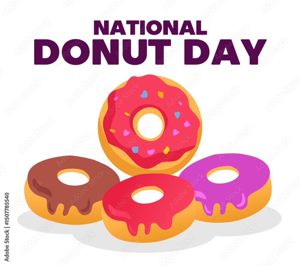 Happy National Donut Day with delicious donuts Happy National Donut Day with delicious donuts