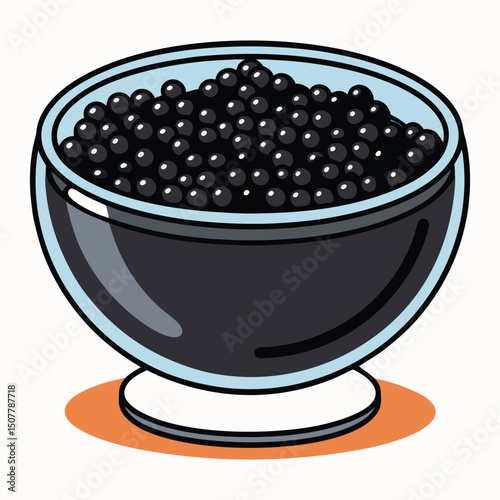 black caviar in a glass bowl vector 