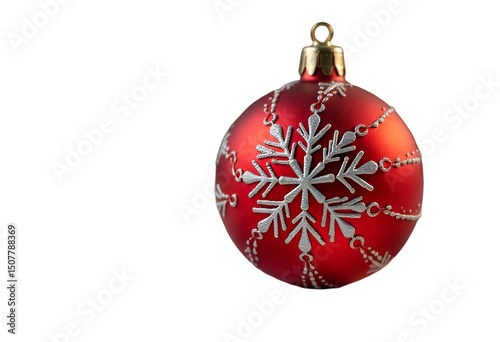 Red christmas ball isolated on transparent background . 
