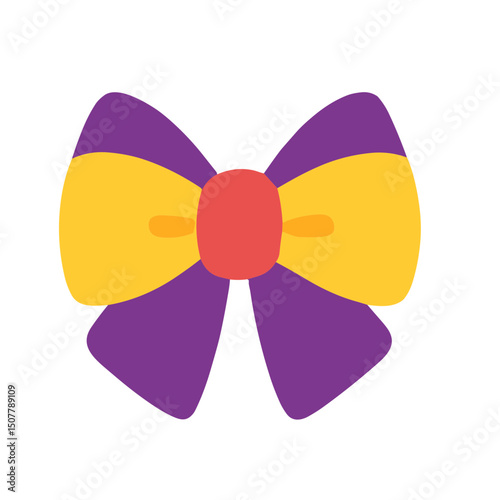 Flat Style Colorful Ribbon Bow Decorative Ornament Celebration Illustration