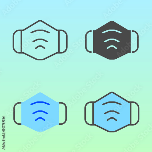 Stylized face mask icons in flat minimal tones. Representing hygiene and public health protection. Ideal for health alerts, posters, and hygiene campaigns.