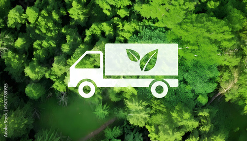 Earth day, Eco friendly green car on the road in a simple vector illustration