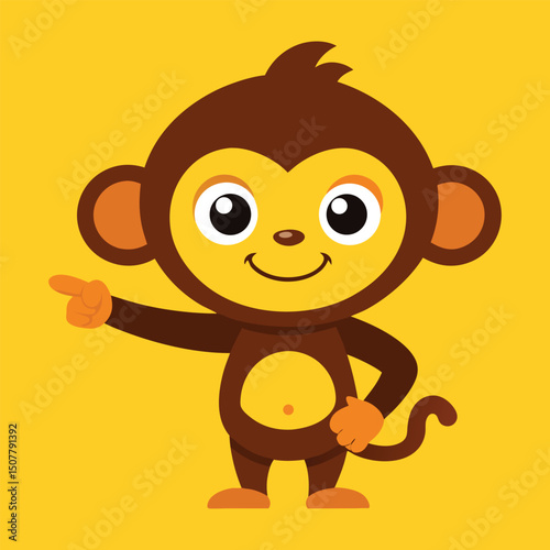 Cute monkey cartoon	vector art 