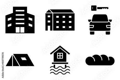 travel Accommodation icon set collection