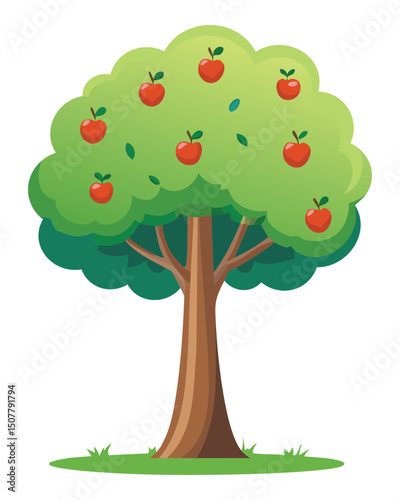 Red Apple Tree Illustration