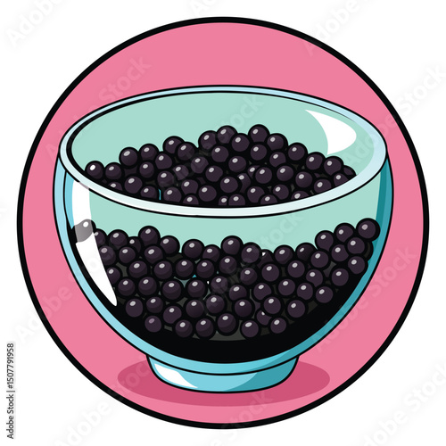 black caviar in a glass bowl vector 