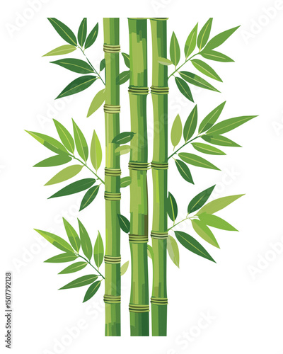 Dense bamboo stalks with abundant green leaves