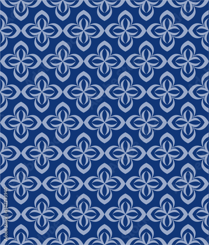 Elegant Seamless Blue and Light Pattern with Floral Style Motifs