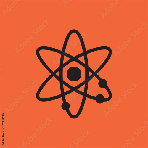 Simple atom icon on orange background