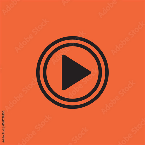 Simple play button icon on orange background