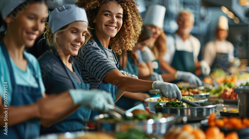 Chefs Preparing Fresh Meals in a Busy Kitchen