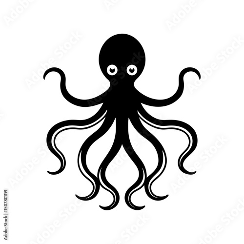 Vector illustration of Octopus silhouette