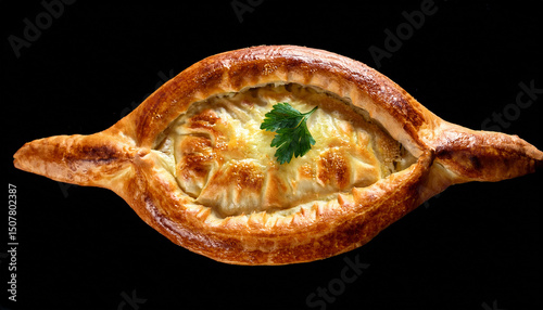 cheese puff pie from unleavened dough georgian cuisine khachapuri achma photo