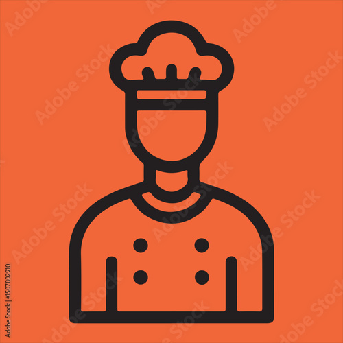 Chef icon flat design orange background