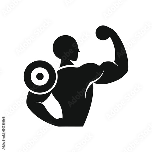 silhouette of a man exercising with dumbbells