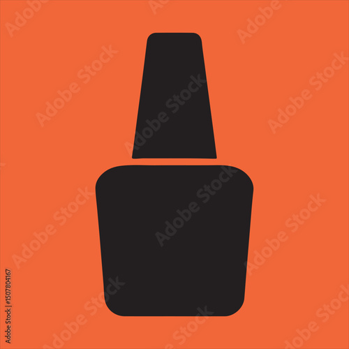 Simple black nail polish bottle icon on orange