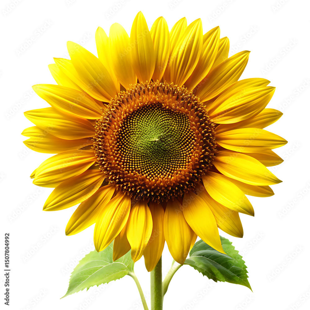 Fototapeta premium Vibrant sunflower blossom isolated on a white background ai generated png