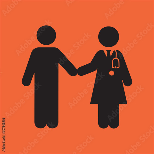 Doctor and patient handshake healthcare icon