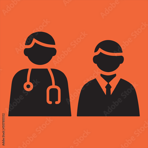 Doctor and businessman icon set healthcare collaboration