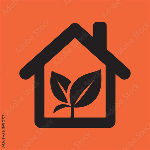 Eco friendly home icon green house plant leaves