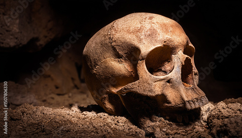 ancient skull uncovered in catacomb depths