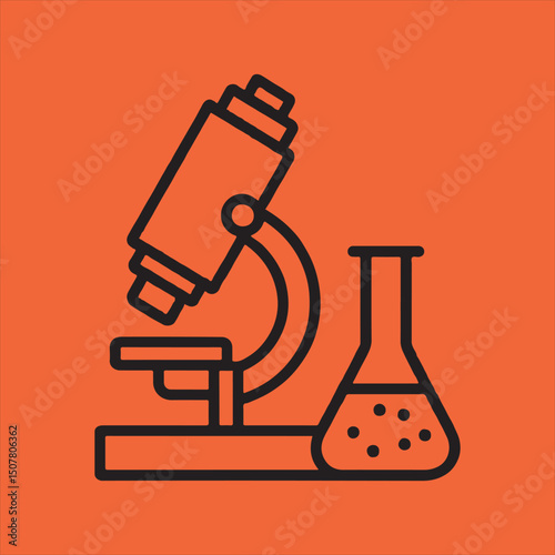 Microscope and erlenmeyer flask science icon