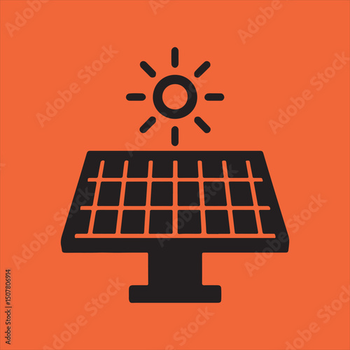 Solar panel icon sun energy renewable power