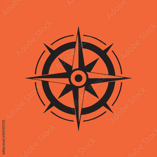 Abstract compass rose silhouette design
