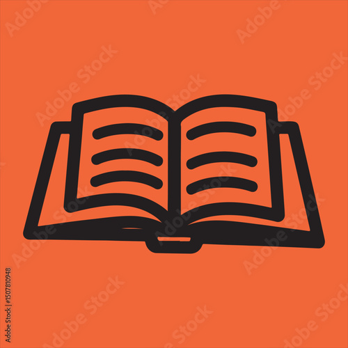 Open book icon on orange background