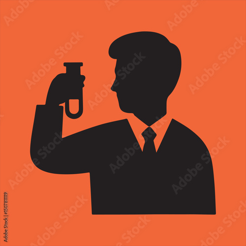 Scientist holding test tube science experiment icon