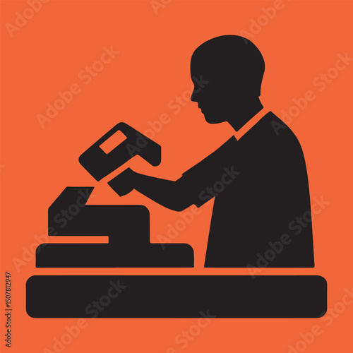 Cashier using a point of sale system