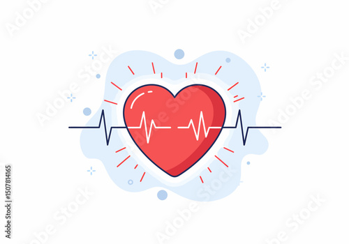 Heart Health Vital Sign Medical Illustration Cardiology Concept Design
