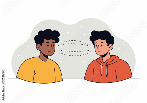 Communication Concept Illustration Two Men Connecting with Each Other